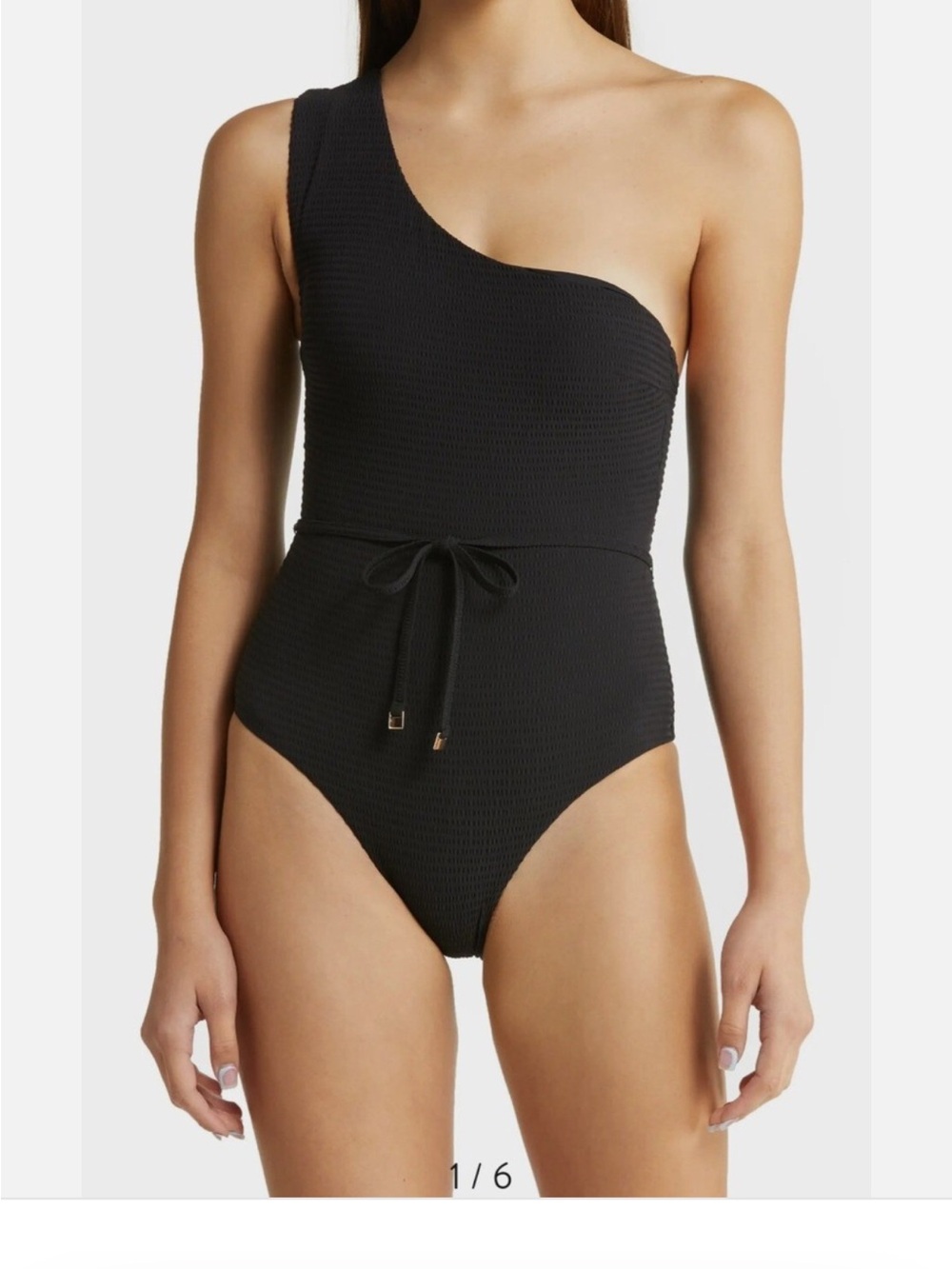 Sea Level Messina One-Shoulder Black Textured Women's One-Piece Swimsuit